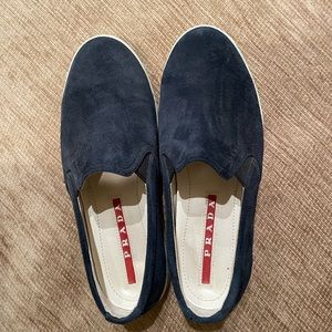 Prada Navy Suede shatter slip on comfort sneakers EU 36.5